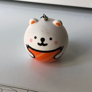 Cute Bear Keychain with Orange Accents
